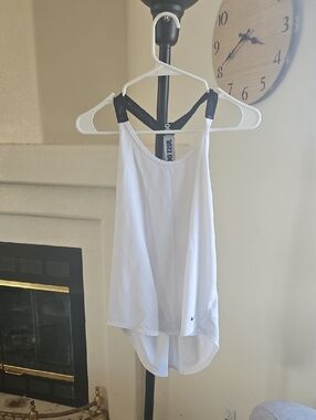 Nike White Women’s Racerback Performance Tank with Black Straps